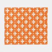 Oranje achtergrond Fleur-de-lis Patroonontwerp Fleece Deken (Voorkant (Horizontaal))