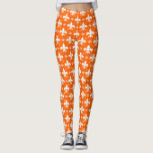 Oranje achtergrond Fleur-de-lis Patroonontwerp Leggings (Voorkant)
