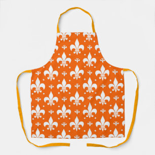 Oranje achtergrond Fleur-de-lis Patroonontwerp Schort