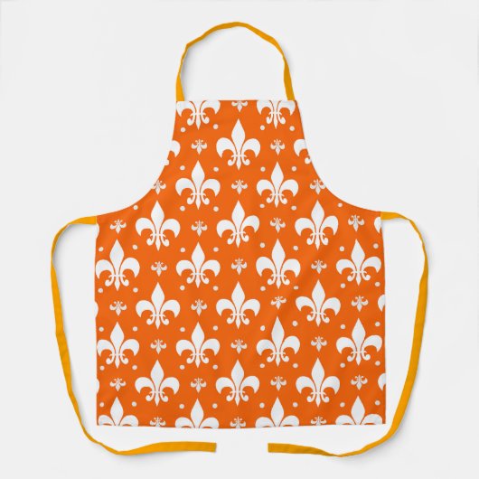 Oranje achtergrond Fleur-de-lis Patroonontwerp Schort (Voorkant)