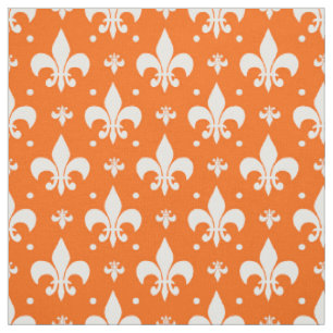 Oranje achtergrond Fleur-de-lis Patroonontwerp Stof