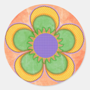 Oranje achtergrond gele pokadot ronde sticker