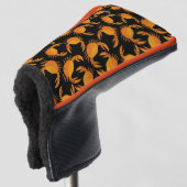 Oranje achtergrond golfheadcover (3/4 voorkant)