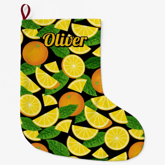 Oranje achtergrond grote kerstsok (Voorkant)