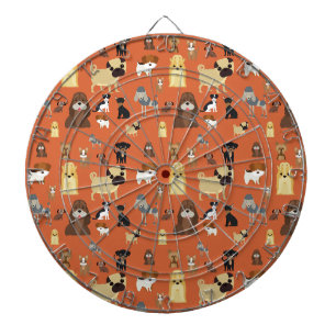 oranje achtergrond honden patroon. dartbord