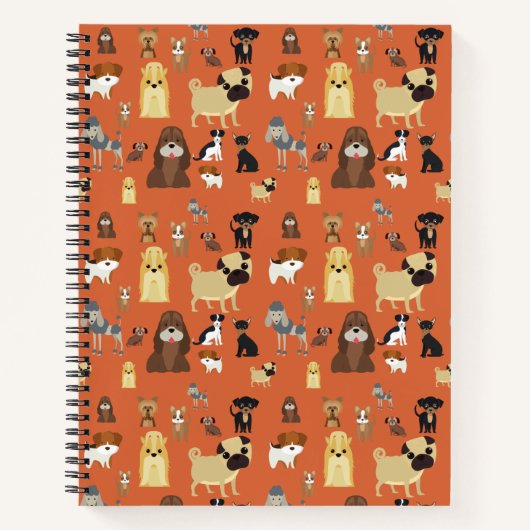oranje achtergrond honden patroon. notitieboek (Voorkant)