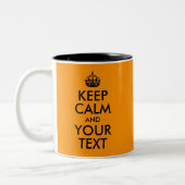 Oranje achtergrond Houd kalm en Jouw tekst Tweekleurige Koffiemok (Links)