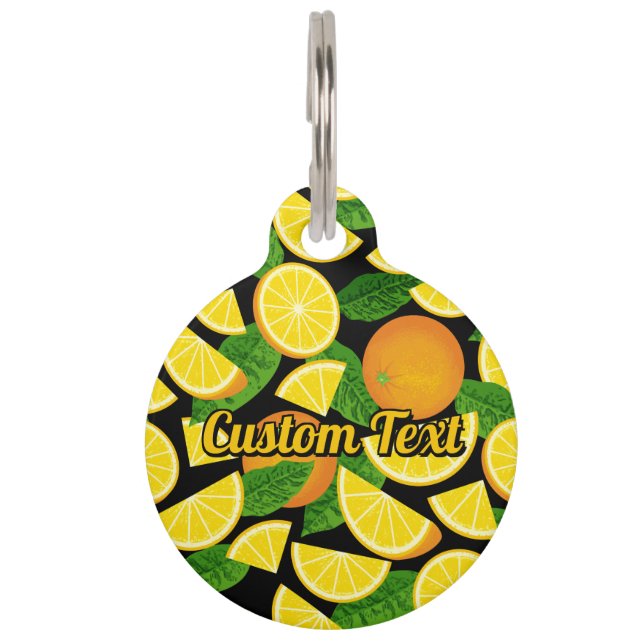 Oranje achtergrond huisdierpenning (Voorkant)