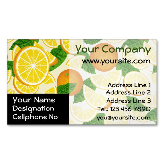 Oranje achtergrond magnetisch visitekaartje (Voorkant)