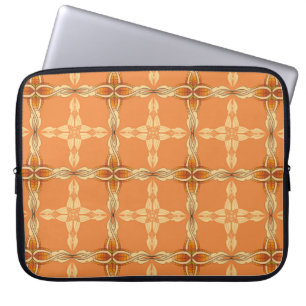 Oranje achtergrond met herhaalde tribben abstracta laptop sleeve