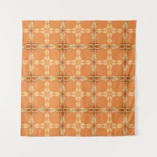 Oranje achtergrond met herhaalde tribben abstracta wandkleed