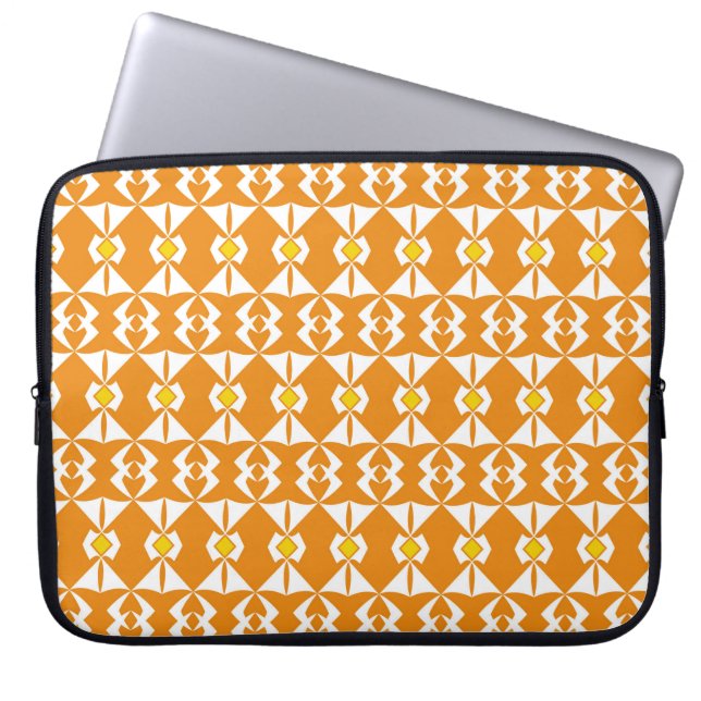 Oranje achtergrond met uitlijnen van herhaald abst laptop sleeve (Voorkant)