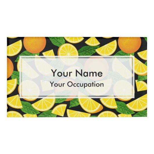 Oranje achtergrond naambadge (Voorkant)