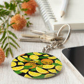 Oranje achtergrond sleutelhanger (Zijkant)