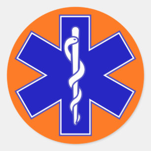 Oranje achtergrond Star of Life Ronde Sticker