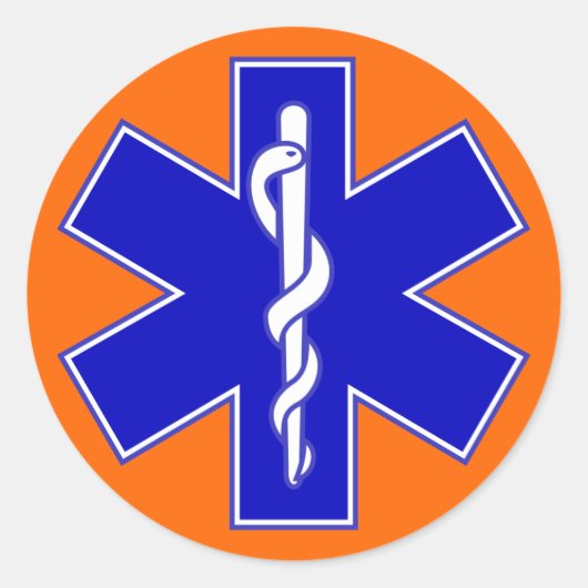 Oranje achtergrond Star of Life Ronde Sticker (Voorkant)