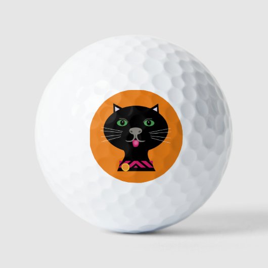 Oranje achtergrond van keukenkatten golfballen (Voorkant)