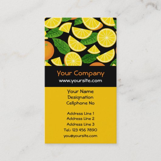 Oranje achtergrond visitekaartje (Voorkant)