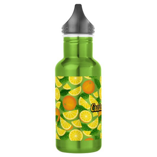 Oranje achtergrond waterfles  (Links)