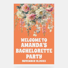 Oranje Acryl Bloemen Bachelorette Welkom Teken Bord