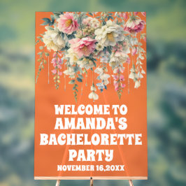 Oranje Acryl Bloemen Bachelorette Welkom Teken Bord