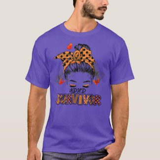 Oranje ADHD Bun Girl Survivor gelooft steun T-shirt