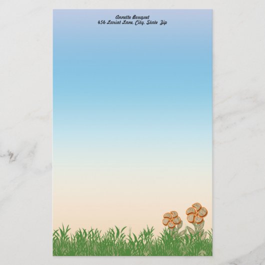 Oranje afgedekte aanloopvlakte gepersonaliseerd briefpapier (Voorkant)