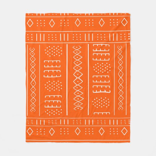 Oranje African Mudcloth Print Fleece Deken (Voorkant)