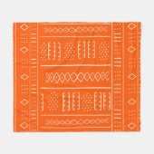 Oranje African Mudcloth Print Fleece Deken (Voorkant (Horizontaal))