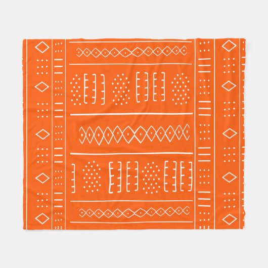Oranje African Mudcloth Print Fleece Deken (Voorkant (Horizontaal))