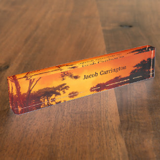 Oranje-Afrikaanse zonsondergang Naambordje
