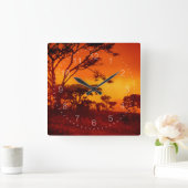 Oranje-Afrikaanse zonsondergang Vierkante Klok (Huis)