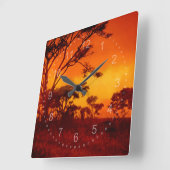 Oranje-Afrikaanse zonsondergang Vierkante Klok (Hoek)