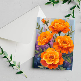 Oranje Afrikanen | October Bloem Watercolor Kaart