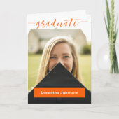 Oranje Afstudeer Script Modern Foto Uitnodiging (Voorkant)