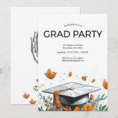 oranje afstudeerfeest uitnodiging (Voorkant / Achterkant)