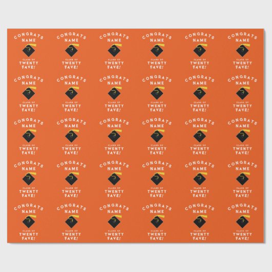 Oranje Afstuderen 2025 Gift Cadeaupapier (Vlak)