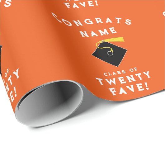 Oranje Afstuderen 2025 Gift Cadeaupapier (Rol Hoek)