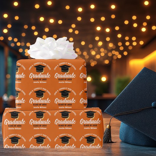 Oranje Afstuderen Aangepaste 2025 Graduation Party Cadeaupapier