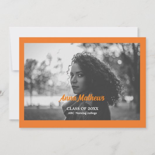 Oranje afstuderen aankondigingskaart aankondiging (Achterkant)