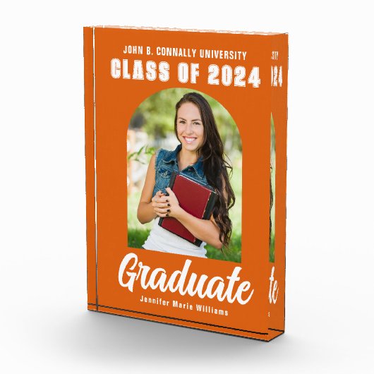 Oranje Afstuderen Arch Modern Afstuderen Gift Fotoblokken (Rechts)