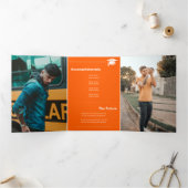 Oranje AFSTUDEREN brieven en Afstuderen van Petten Drieluik Aankondiging (Binnen)