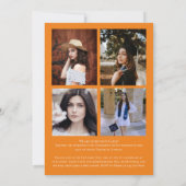 Oranje Afstuderen Confetti bekendmaking Kaart (Achterkant)
