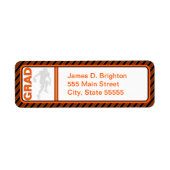 Oranje Afstuderen Football Retour Adreslabels Etiket (Voorkant)