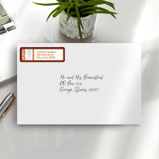 Oranje Afstuderen Football Retour Adreslabels Etiket