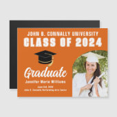 Oranje Afstuderen Foto Afstuderen Magneet Kaart (Voorkant / Achterkant)