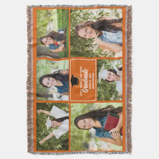 Oranje Afstuderen Foto Collage Aangepast Afstudere Deken (Voorkant Verticaal)