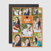 Oranje Afstuderen Foto Collage Magneet Kaart (Voorkant / Achterkant)