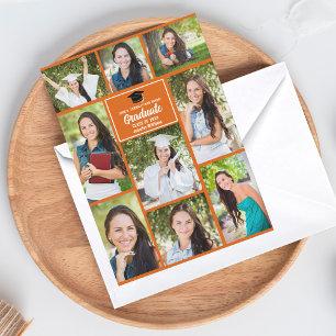 Oranje Afstuderen Foto Collage Modern Afstuderen Aankondiging