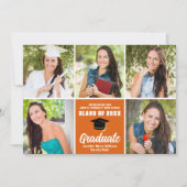 Oranje Afstuderen Foto Collage Modern Afstuderen Aankondiging (Voorkant)